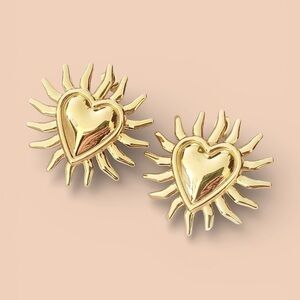 Sacred Heart Sunburst Stud Earrings